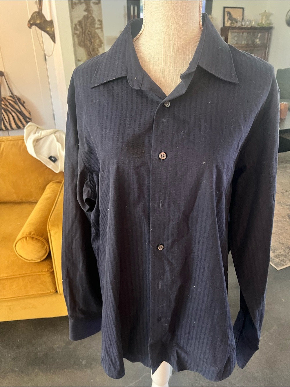 Apt. 9 Men's dark blue Pinstripe Dress Shirt